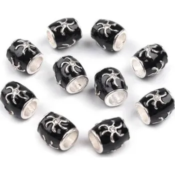 Dětské navlékací korálky Korálek VELKÝ PRŮVLEK - soudek černý (korálky typu PANDORA)