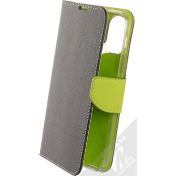 Pouzdro na mobilní telefon 1Mcz Fancy-CY Book flipové pouzdro pro Motorola Moto E20, Moto E30, Moto E40 modrá limetkově zelená (blue lime)