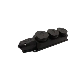 Elektrická zásuvka Zásuvka trojnásobná gumová černá 16A 230V IP44 404015 METE ENERJI