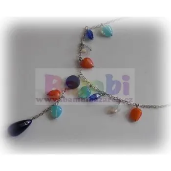 Náhrdelník Řetízkový náhrdelník - modrá-oranžová