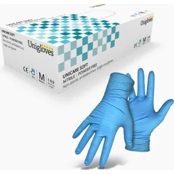 Zdravotnický materiál Unigloves Rukavice Unicare Nitril vel. S bezpudrové modré
