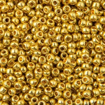 Dětské navlékací korálky Rokajl PRECIOSA zlatá metallic > (10/0) Ø2,3mm (sáček 20g)