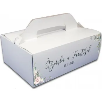 Krabička na výslužku Výslužková krabice květinová - bílá
