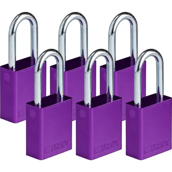 Visací zámek Hliníkový zámek s ocelovým okem SafeKey standard,fialová,6 ks