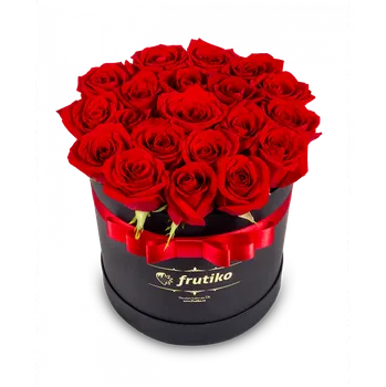 Rudé růže černá kulatá krabice 30 - 32 ks
