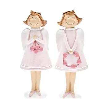 Anděl se srdíčky růžový 26x8 cm 2 druhy