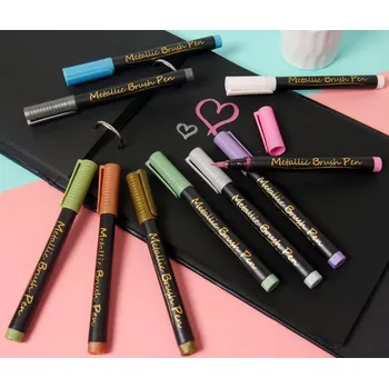 Sada metalických fixů Metallic Brush Pen 14,1 x 1,5 x 1,2 cm 10 ks