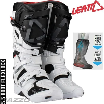 Moto obuv Boty na motokros enduro Leatt Moto 5.5 FlexLock Boots White 2024 / 2025 8 US