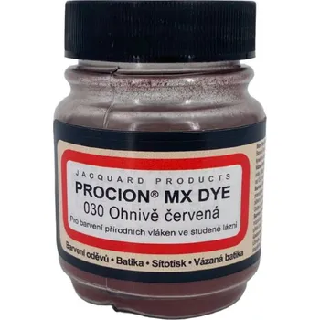 Speciální výtvarná barva Jacquard Reaktivní barvy na batikování Procion MX 19g ohnivá červená 030