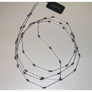 Vánoční ozdoba Vánoční řetěz z korálků - stříbrná/fialové perličky