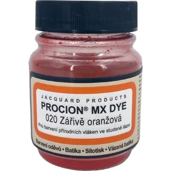 Speciální výtvarná barva Jacquard Reaktivní barvy na batikování Procion MX 19g zářivá oranžová 020