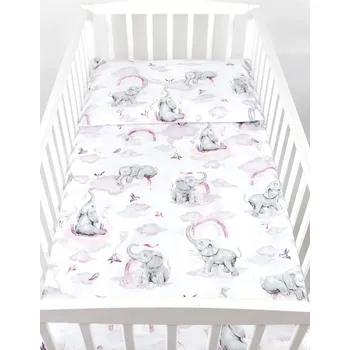 Dětská postýlka BBL Povlečení do postýlky 120 x 90 cm - Slon pastelová růžová