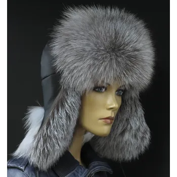Pokrývka hlavy Špongr Kožešinová ušanka z polární lišky RU1 z lišky Frost Velikost: 61 cm