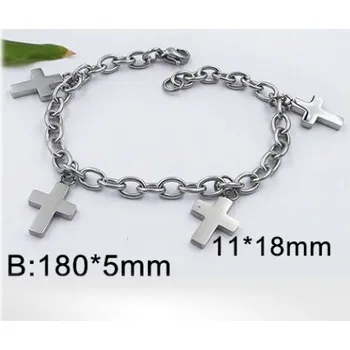 Řetízek Ocelový náramek s křížky 18cm dlouhý, šířka 5mm