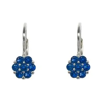 Náušnice Stříbrné náušnice tmavě modré kytičky