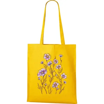 Plátěná taška s květinami, Barva Žlutá, Velikost 40×45 cm, Canvas Nákupní taška Bezvatriko.cz 1699 -