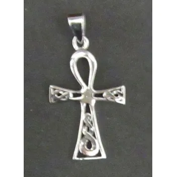Přívěsek Nilský kříž mírně zdobený - přívěsek ze stříbra