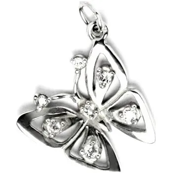 Přívěsek Stříbrný přívěsek motýl čiré zirkony - P1387 (Stříbrný přívěsek motýlek se zirkony)