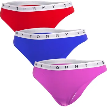 Dámské spodní prádlo TOMMY HILFIGER DÁMSKÁ TANGA 3P THONG RED/PINK/BLUE UW0UW02521 0RZ Velikost: S