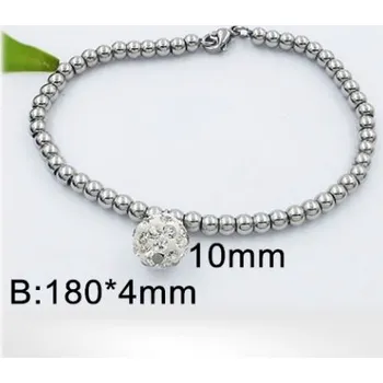 Řetízek Ocelový náramek ozdobený kuličkou, dlouhý 18cm a široký 4mm