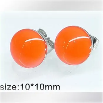Náušnice Náušnice kruhové z oceli - oranžová barva