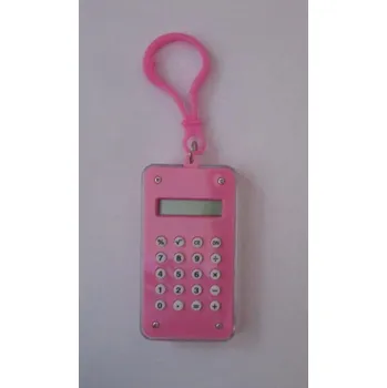 Růžová kalkulačka s hlavolamem - přívěsek na klíče