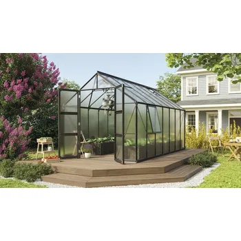 Skleník Skleník Vitavia Olymp 11500 polykarbonát 6 mm 257 x 448 cm černý vč. základového rámu