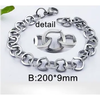 Řetízek Ocelový náramek 20cm, široký 9mm