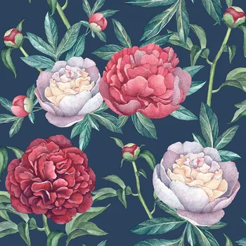 Tapeta Modrá vliesová tapeta na zeď, Květy, M57301, Adéle, Ugépa