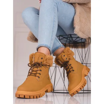 Dámská zimní obuv Dámské kotníkové boty s kožíškem OH-20Y Camel - RARLON camel 39