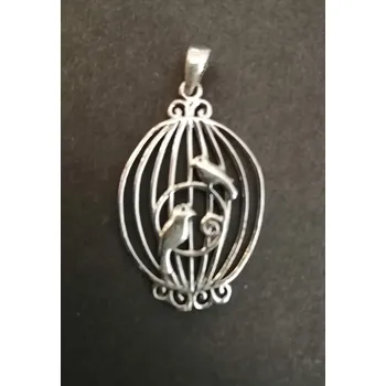 Přívěsek Klec s ptáčky - stříbrný přívěsek