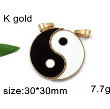 Přívěsek Jin jang - ocelový přívěsek ve zlaté barvě - rozdělitelný na dva