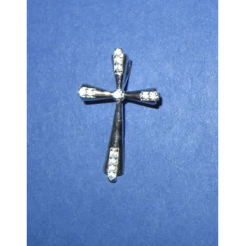 Přívěsek Křížek zdobený kamínky na koncích - stříbrný přívěsek