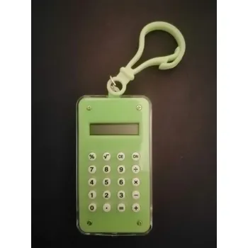 Zelená kalkulačka s hlavolamem - přívěsek na klíče