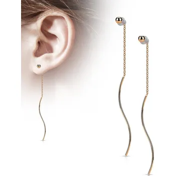 Náušnice Steel Edge Dlouhé náušnice z chirurgické oceli SESE3991 Barva: Rose gold