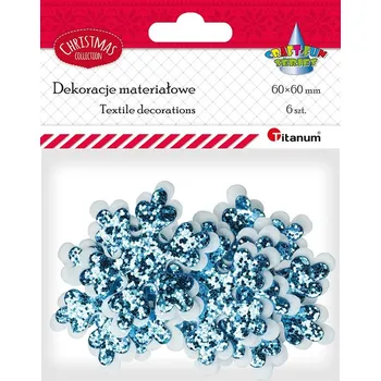 Vánoce Filc. sněhové vločky, MODRÉ, 6x6cm, 6ks/bal.