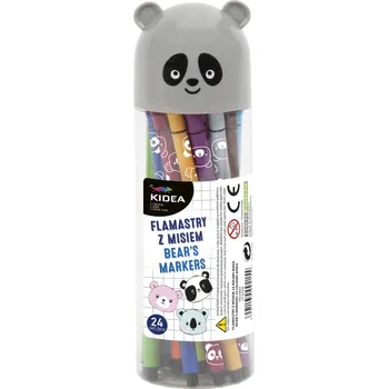 Kidea Kidea, FM24KKA, sada fixů v plastovém boxu ve tvaru medvídka, 24 ks