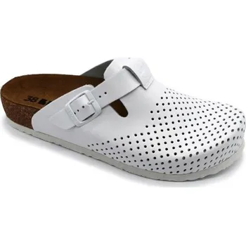 Dámská zdravotní obuv Leon 4250 Dámská uzavřená korková pracovní obuv - Bílá Velikost: 36