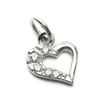 Přívěsek Stříbrný přívěsek srdce čiré zirkony - P1321 (Stříbrný přívěsek srdíčko se zirkony)