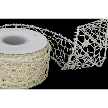Stuha Stuha dekorační, spider, barva krémová, 5 cm, návin 9,1m/bal.
