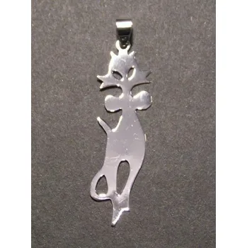 Přívěsek Silueta kočky s mašlí - stříbrný přívěsek