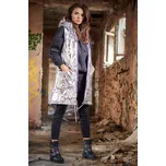 Lesklá prošívaná vesta s písmeny a kapucí A332 Barva: Stříbrná, Velikost: L/XL