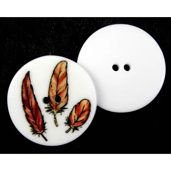 Knoflík GU551, Knoflík plastový, hnědá peříčka, 32" / 1 kus