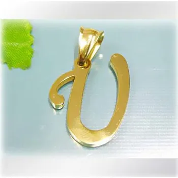 Přívěsek Písmeno U ve zlaté barvě - ocelový přívěsek