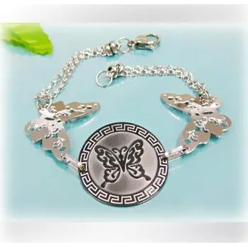 Řetízek Krásný zdobený ocelový náramek 22cm s motýly