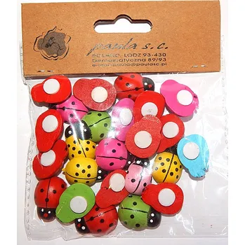 Samolepící dekorace Samolepky dřev. berušky, MIX BAREV, 23mm, 24ks/bal.