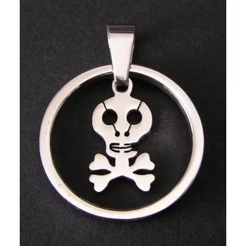 Přívěsek Lebka v kruhu - ocelový přívěsek