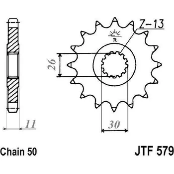 Řetězová sada pro motocykl JT Řetězové kolečko JT JTF 579-18RB 18 zubů, 530 pogumované