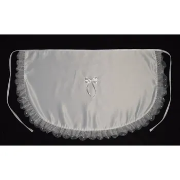 Svatební dekorace Šatoli.cz Saténový bryndák pro novomanžele lemovaný tylovým volánkem s perličkami