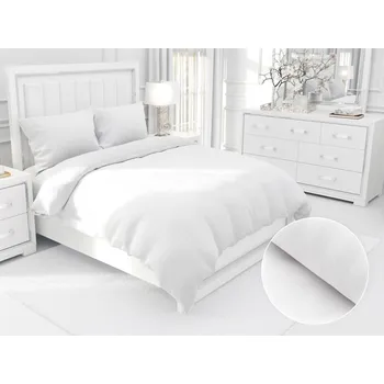 Povlečení Damaškové ložní povlečení Atlas Gradl DM-011 Bílé - proužky 2 cm Prodloužené 140x220 a 70x90 cm